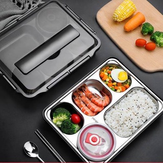 Kotak Makan Lunch Box 5 Sekat  Box Stainless Anti Tumpah Dan Tahan Panas Tempat Makan Sekolah Kantor Tas Bekal Makanan