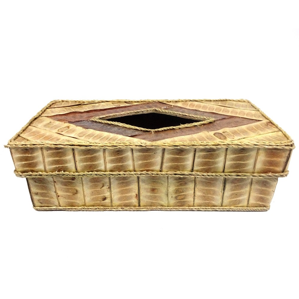 Kotak Tisu / Tempat Tissue Lamtoro Etnik 24x12x7.5 cm - Natural