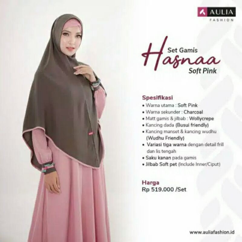 Set Gamis Aulia Hasna Soft Pink