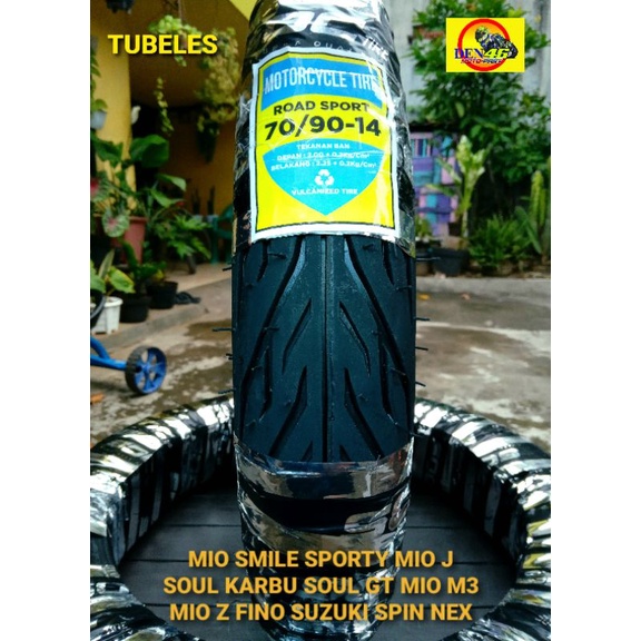 TERMURAH - BAN TUBELESS TUBELES TUBLES LUAR MOTOR MATIC MATIC METIK DEPAN 70/90 RING 14 , Mio Smile 