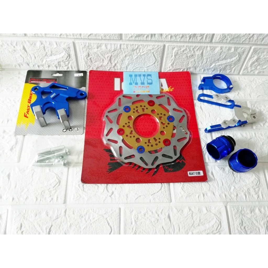 Piringan Cakram Depan Variasi + Cover Kaliper + Kleman Selang Cnc + Jalu As Roda Depan Cnc = Beat, S