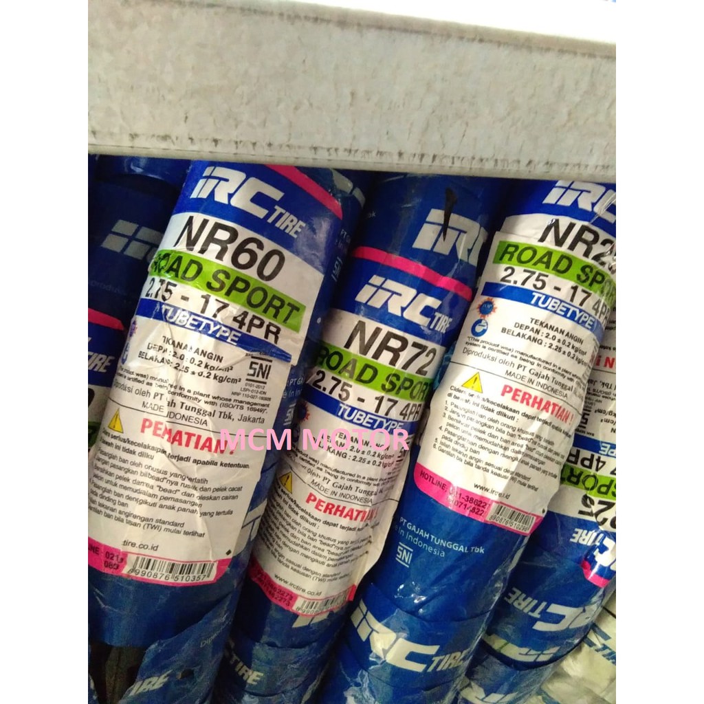 BAN LUAR IRC 275-17 NR60 TUBETYPE