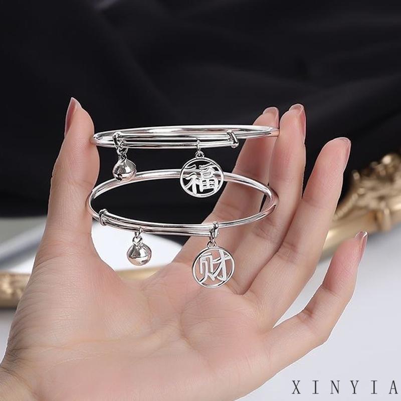 Fortune Gelang Tangan Pasangan / Pria / Wanita Desain Bell Keberuntungan Gaya Antik Untuk Hadiah