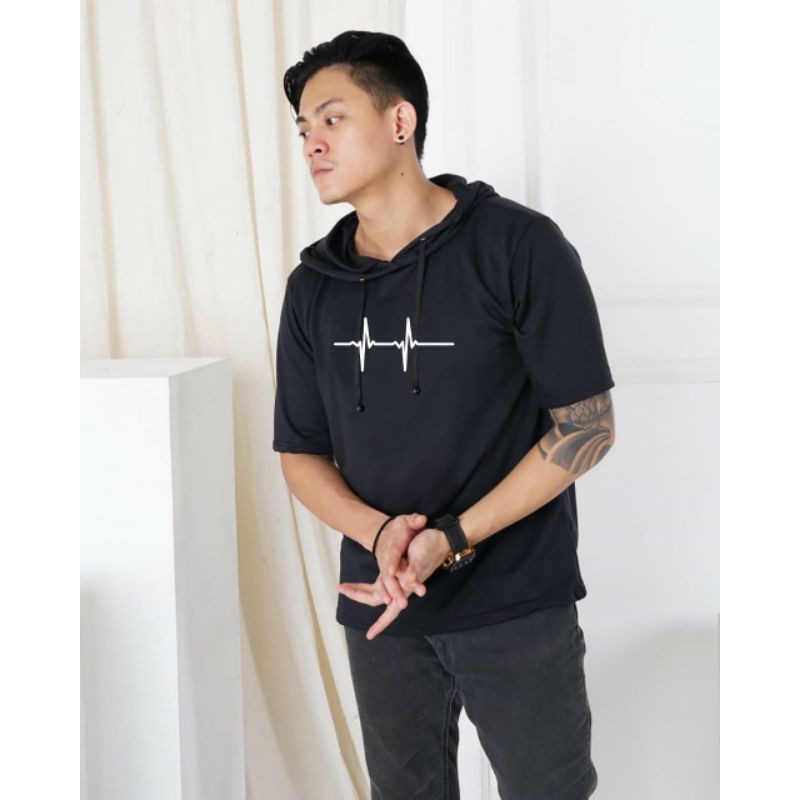 Sweater Hoodie Detak Jantung/Hoodie lengan pendek/kaos lengan pendek