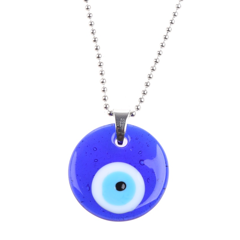 Siy Biru Turkish Alloy Rantai Perak Untuk Evil Eye Kalung Beruntung Untuk Perlindungan Neckl