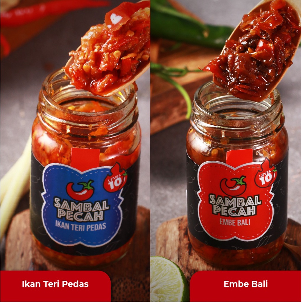 

Sambal Pecah - Paket Sambal Bawang Ekstra Pedas Embe Bali dan Ikan Teri Pedas Halal