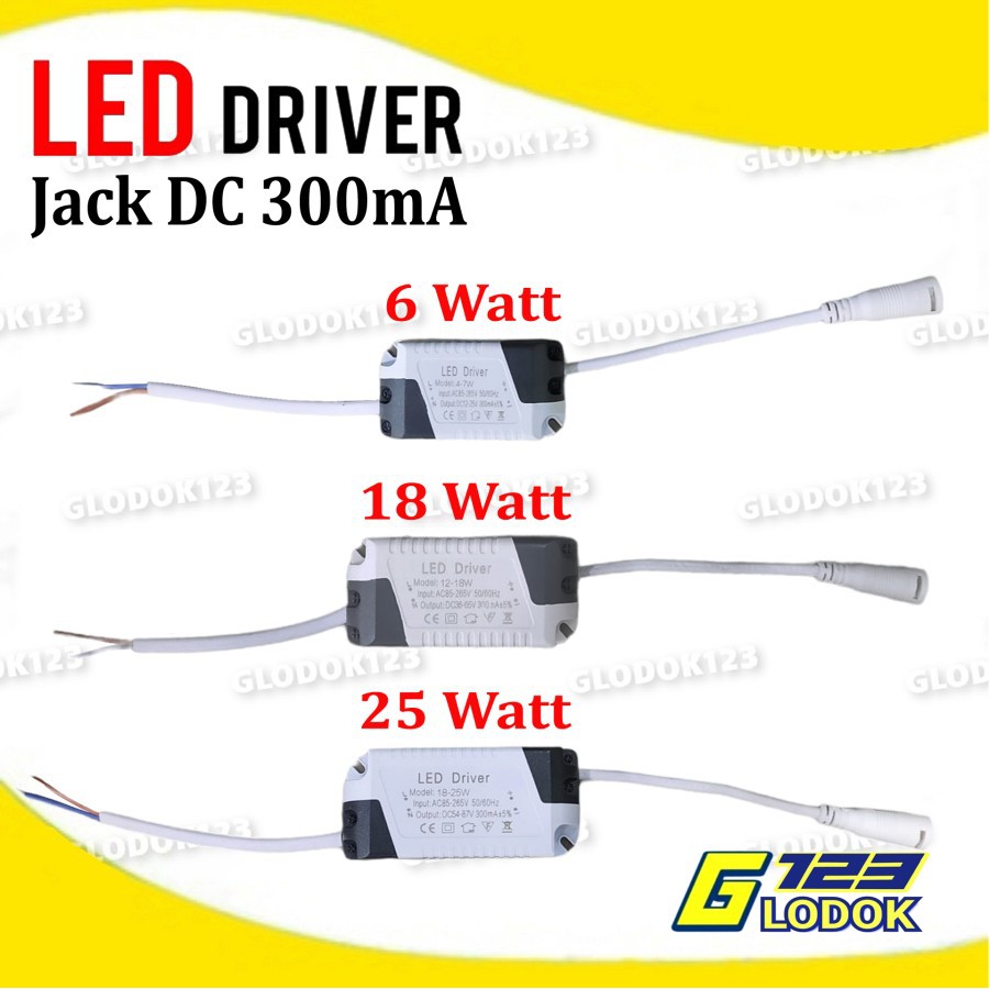 LED Driver Adaptor Lampu Downlight Panel 6 12 18 24 W Watt DC Plug