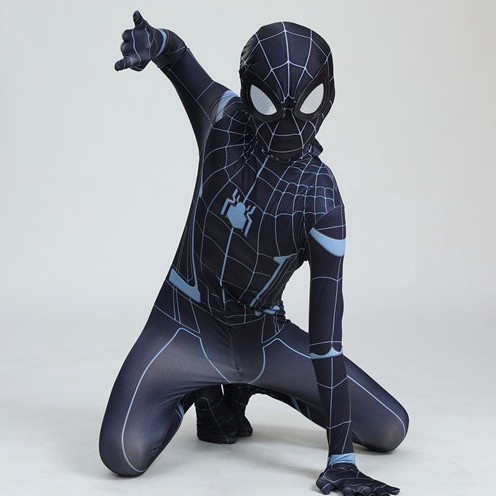 Voucher Shop SpiderMan Costumes &lt;No Way Home&gt; gaya yang sama seperti film Spider-Man jas hitam permainan kostum anak lompat