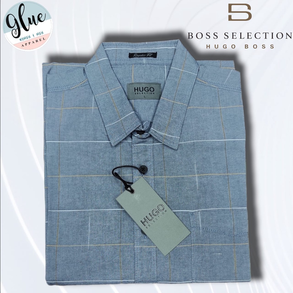 Baju Kemeja Pendek Kotak Kotak Rapi Hugo Selection Premium Asli Kualitas Matahari Mall