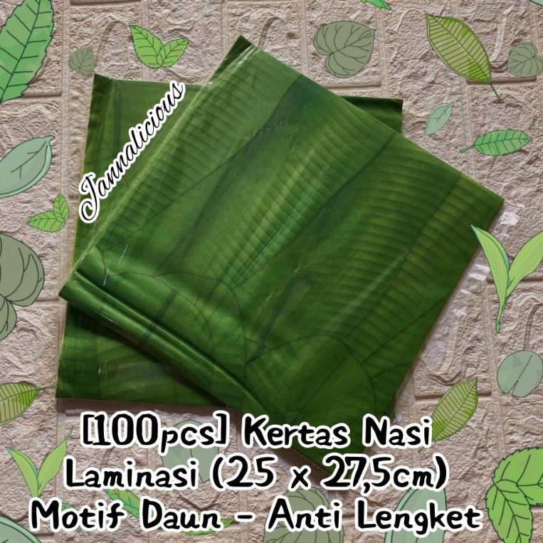 

(PROMO 0FR40) Kertas Nasi Laminasi Anti Lengket ~ Motif Daun Pisang Uk. 25x27,5cm ✫