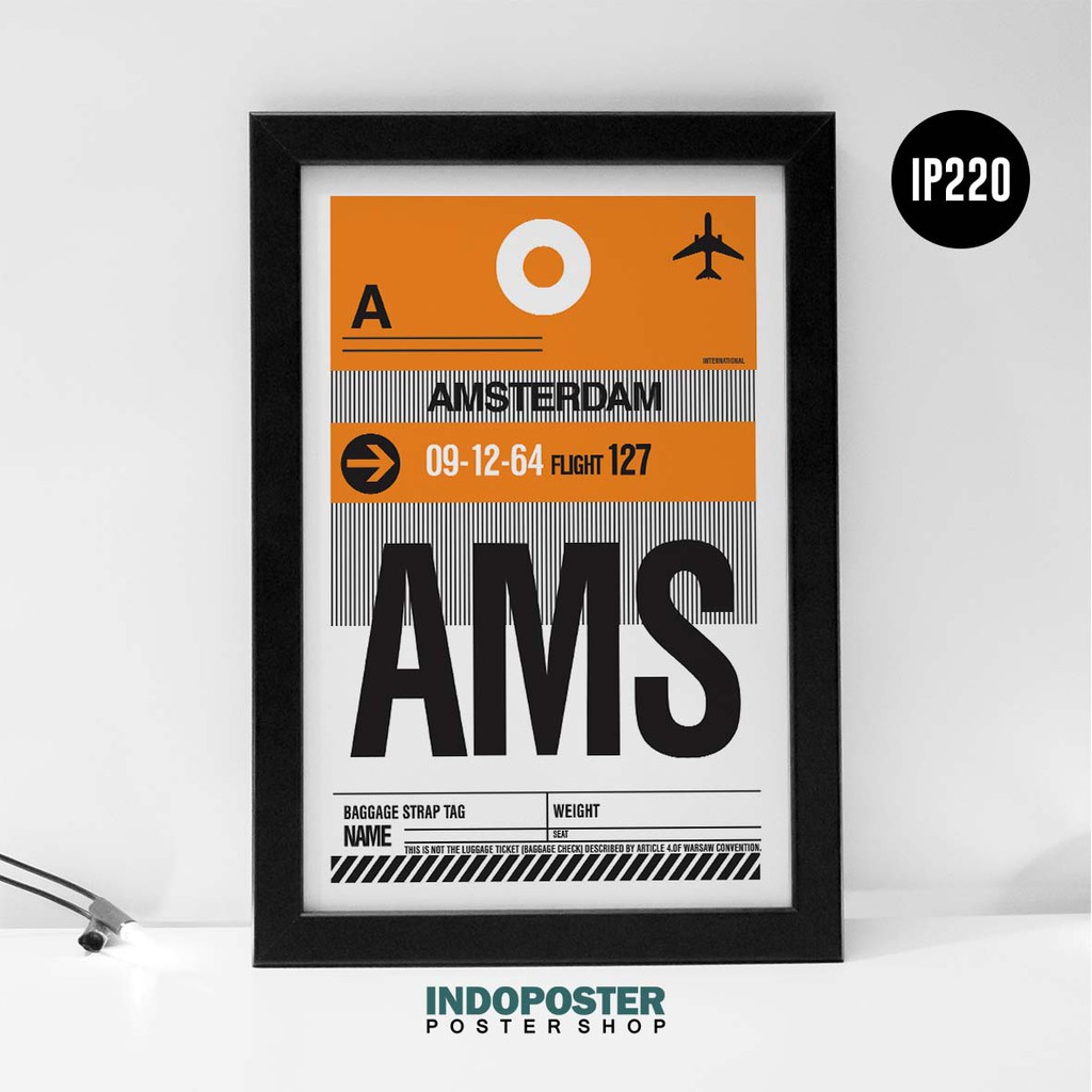 Poster Airport Luggage Bag Tags Checks Tickets AMS Amsterdam Belanda