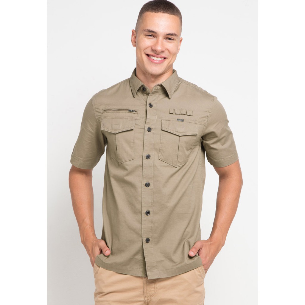 Kemeja Lengan Pendek Asli MGee 3451C Combat 009 Khaky
