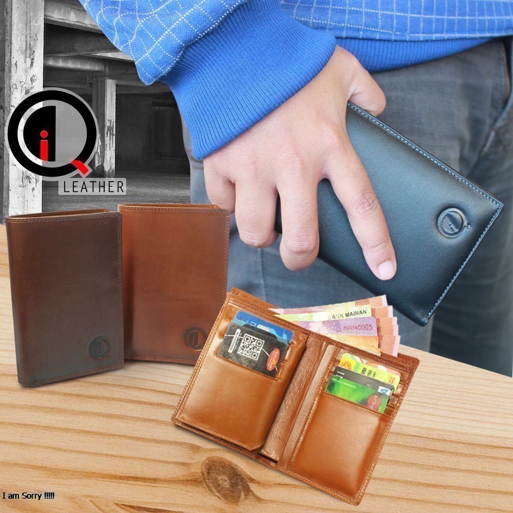 DOMPET KULIT SLIM ORIGINAL ANTI AIR D003 QI 16 SLOT KARTU BAHAN KULIT SAPI ASLI PREMIUM 100%