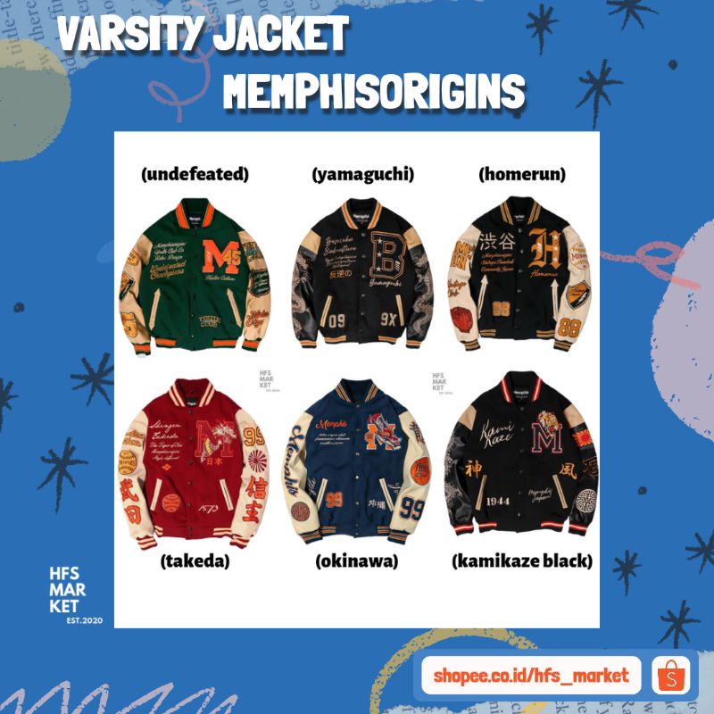 [100%ORIGINAL] MEMPHISORIGINS VARSITY JACKET - OKINAWA - YAMAGUCHI - HOMERUN - KAMIKAZE BLACK - TAKE