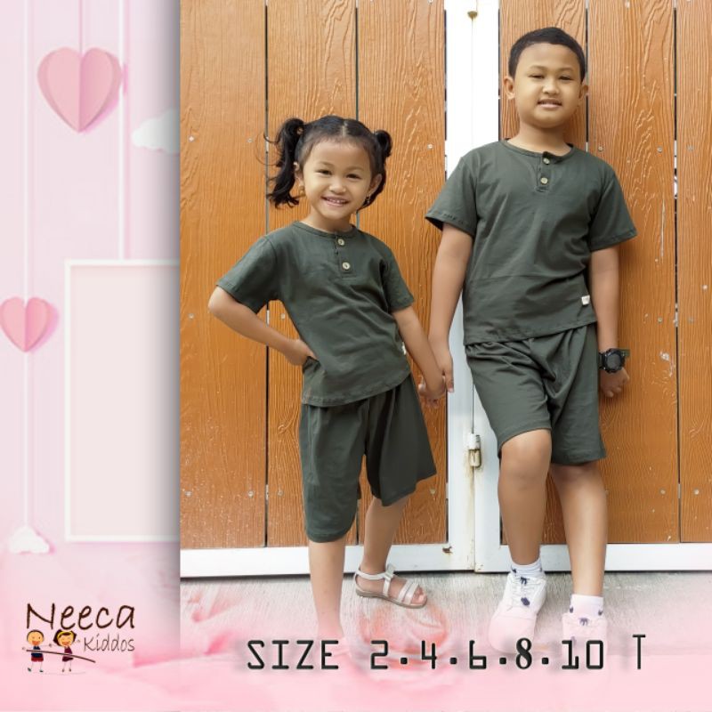 Setelan Kancing Anak Unisex Neeca Kiddos Junior Size 2-4 Tahun