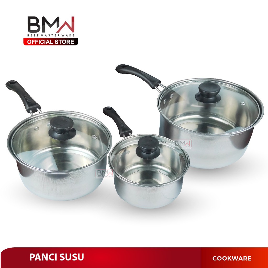 BMW Kitchen Ware - Panci Susu Stainless Steel Milk Pot Soup Pot Panci Sup Tutup Kaca