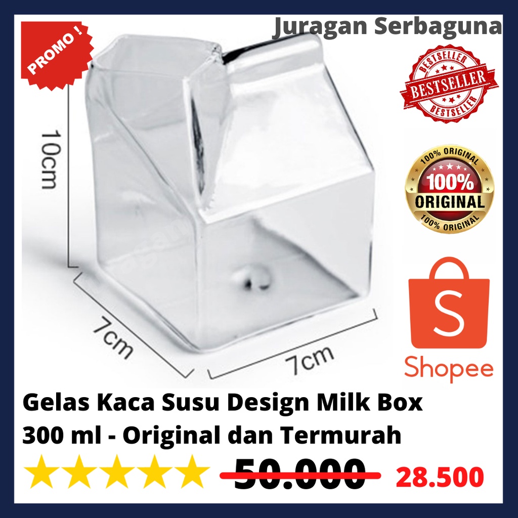 Gelas Kaca Susu Design Milk Box 300 ml - Original dan Termurah