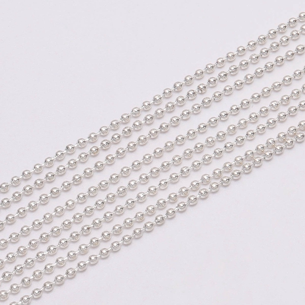 10m / Lot Rantai Manik-Manik Bola Metal Diameter 1.2 1.5 2mm Warna Gold / Silver / Hitam Untuk Membuat Perhiasan Diy
