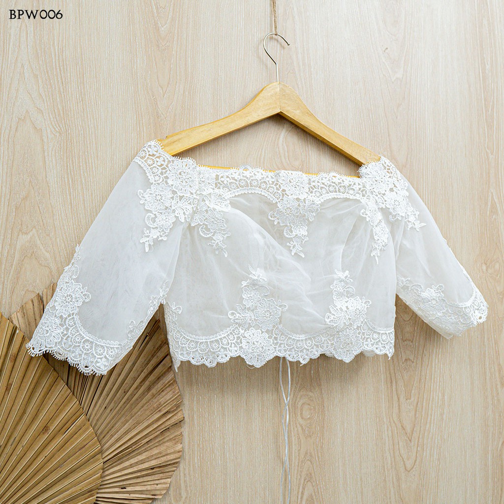 [STOK TERBATAS] AKSESORIS WEDDING BOLERO PESTA BROKAT LACE PUTIH BPW006