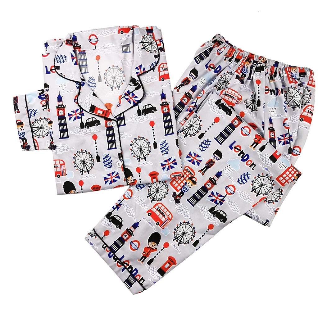 Stelan Baju Tidur Piyama Dewasa Lengan Panjang All Size Motif Lumina-PPL LONDON GREY