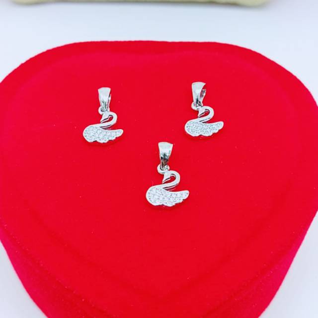 Liontin angsa/buah kalung mata diamond putih kilau perak asli 925/silver lapisan emas putih murni.