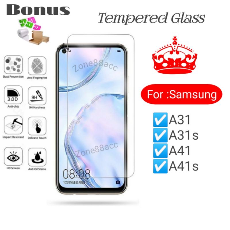 Antigores Tempered Glass Screen Guard protector Samsung A31 A31s A41 A41s s TG Bening Antiblue Spy Blue light Full Garskin Lensa Lens Pelindung Layar 9D