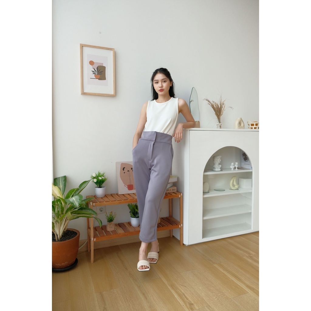 Alisa Crop Pants - Scuba Pants - Crop Celana Wanita - Celana High Waist - Celana Panjang Kantor Wanita - Celana Korea Wanita - Celana Formal / Casual - Petite Friendly