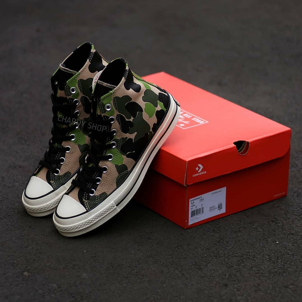 Sepatu Sneakers Unisex CONVERSE Chuck 70 High Camo Candied Ginger Original 163407C
