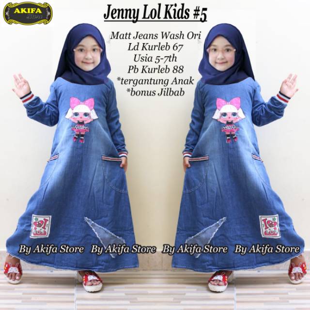 Jenny Lol Kids Jeans Gamis Anak Baju Anak Perempuan Dress Jeans Shopee Indonesia