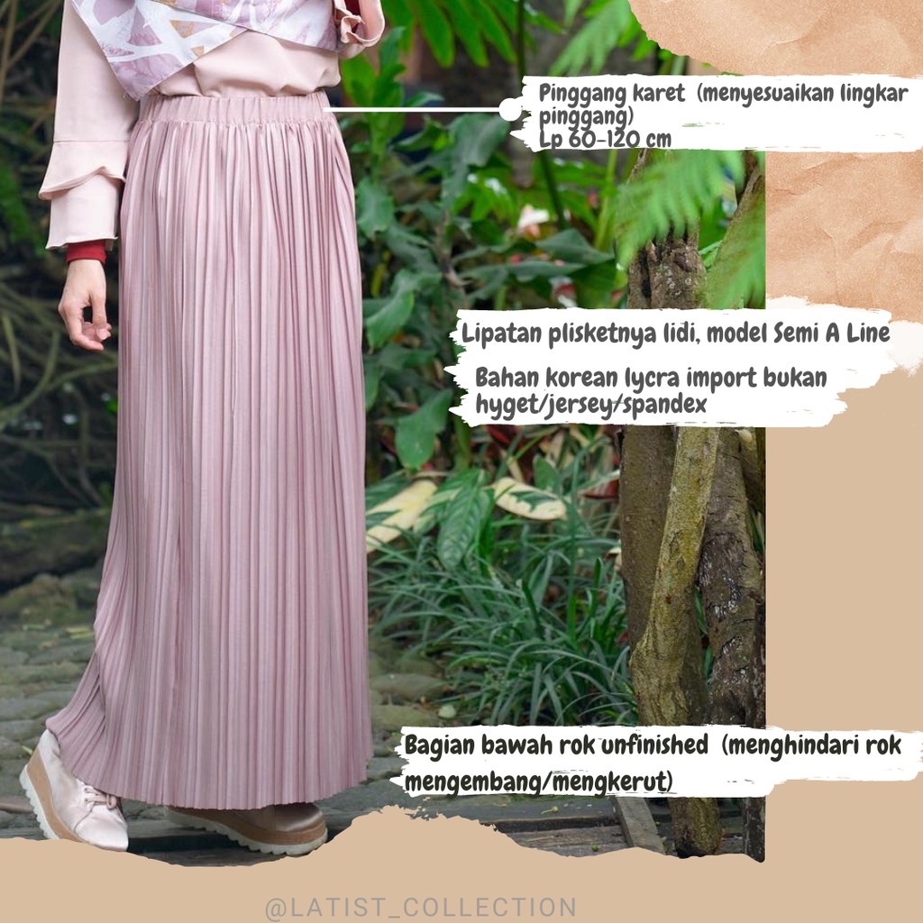 Pleated Skirt Premium Lurus/Lidi Import/Rok Plisket Semi A/Rok Plisket Korean Import/Rok Panjang