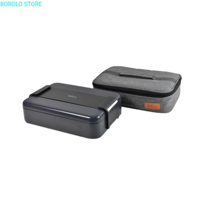 Tempat Makan Dengan Tas Delicia Lunch Box Wadah Bekal Makanan - Hitam