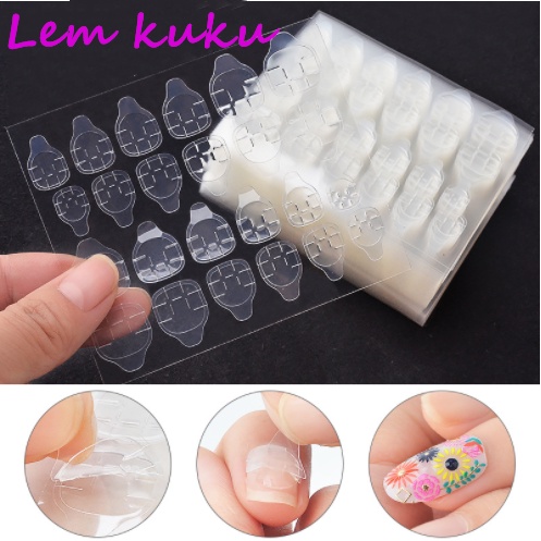 24 Pcs Stiker Tape Perekat Kuku Palsu Dua Sisi Untuk Nail Art