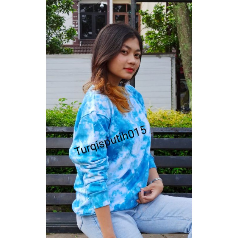 Crewneck TIE DYE Fleece l Pakaian Atasan Wanita l Atasan Wanita l Sweater Oblong #sweatermurahkeren