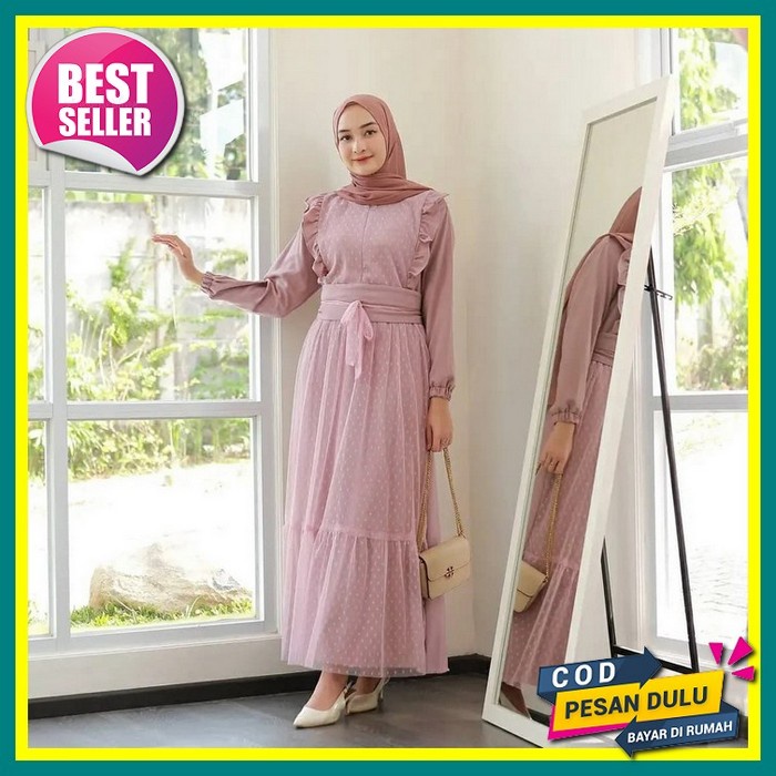 Gamis Pesta Mewah Aleena Full Burkat / Gaun Muslimah Pesta Maxy Dress Brukat Terbaru Kekinian Gamis 
