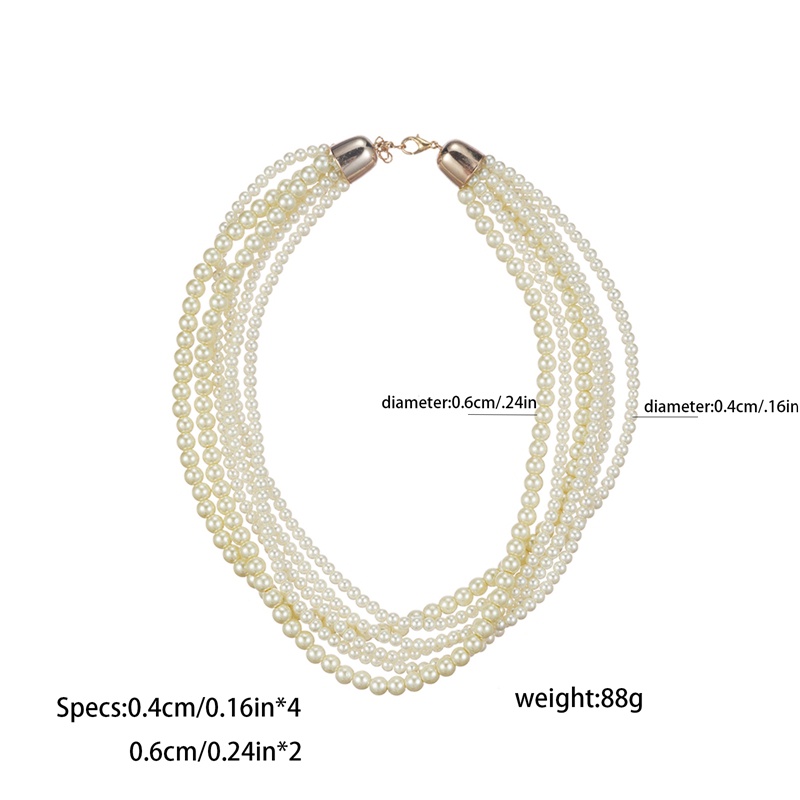 Kalung Choker Multilayer Bahan Metal Aksen Mutiara Gaya Vintage Untuk Wanita