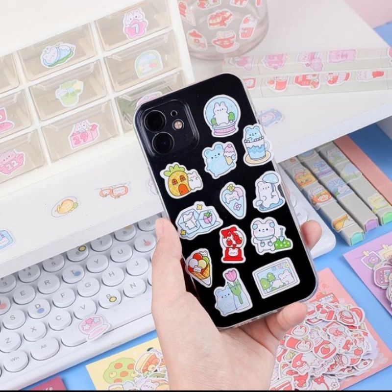 

200 stiker mini bear and bunny cute theme case atk jurnal diary