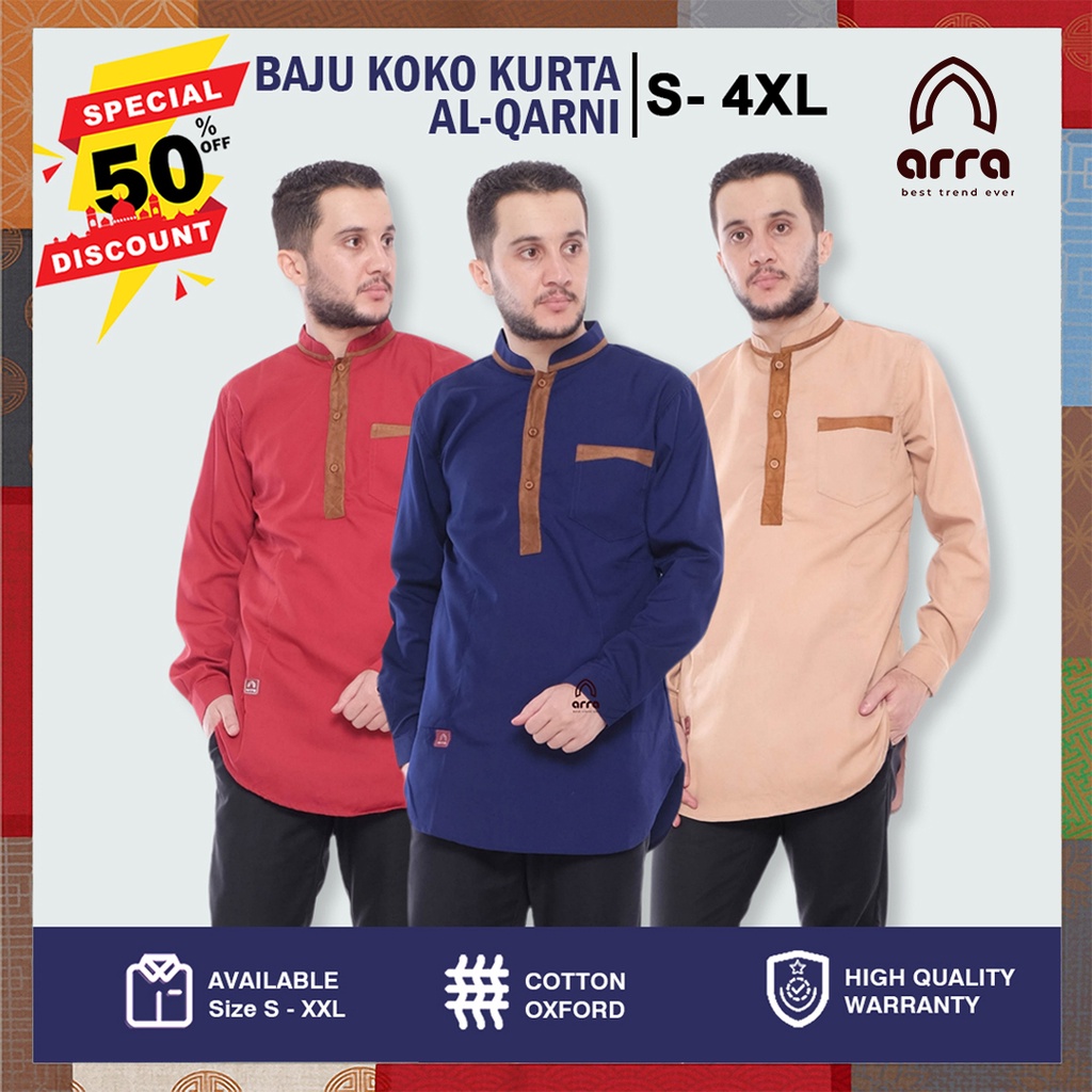 Kemeja Koko Pria Lengan Panjang Katun Oxford Premium Kerah Shanghai Sanghai Kokoh Kurta Pakistan Kom