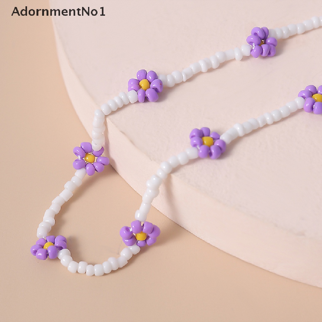 (AdornmentNo1) Kalung Choker Handmade Gaya Bohemia Motif Bunga Aster Aksen Manik-Manik Untuk Perhiasan Wanita