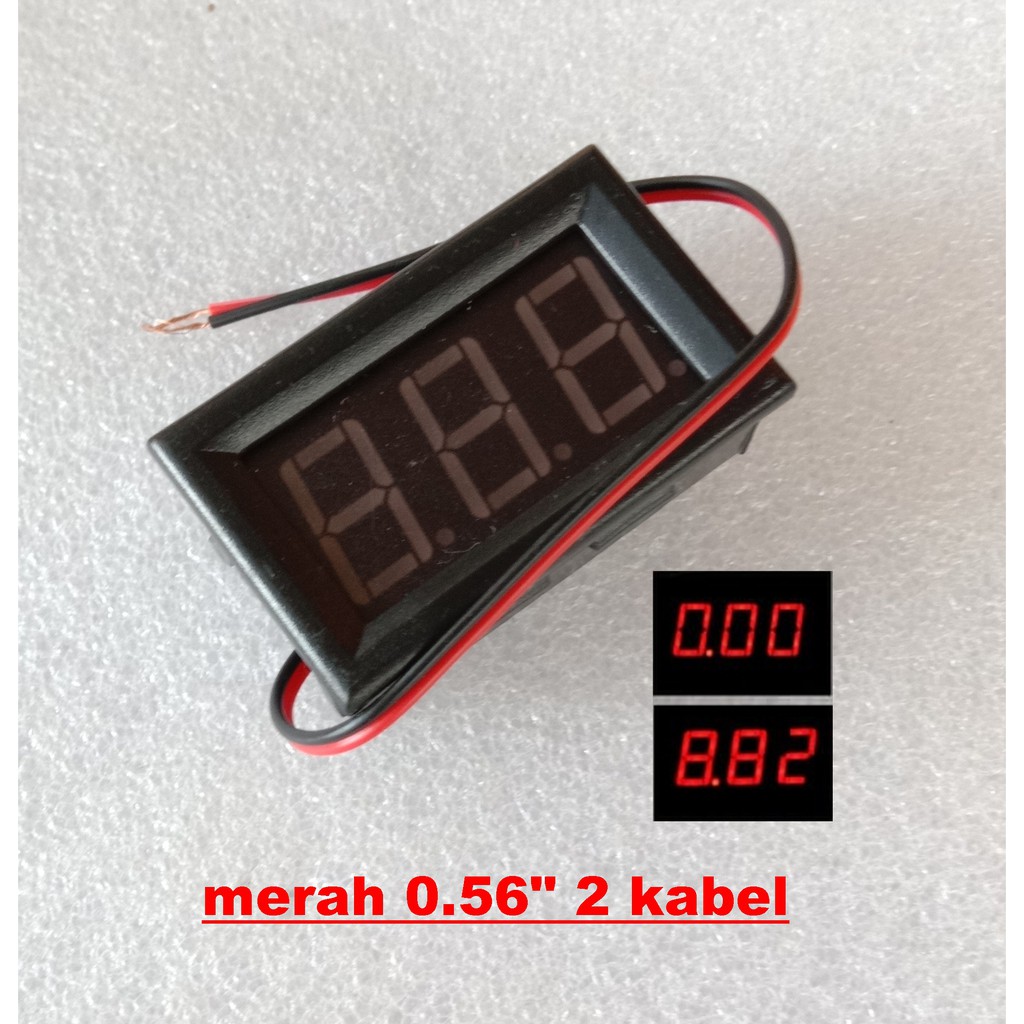 Voltmeter Digital 2 Kabel 0.56 Inch Merah