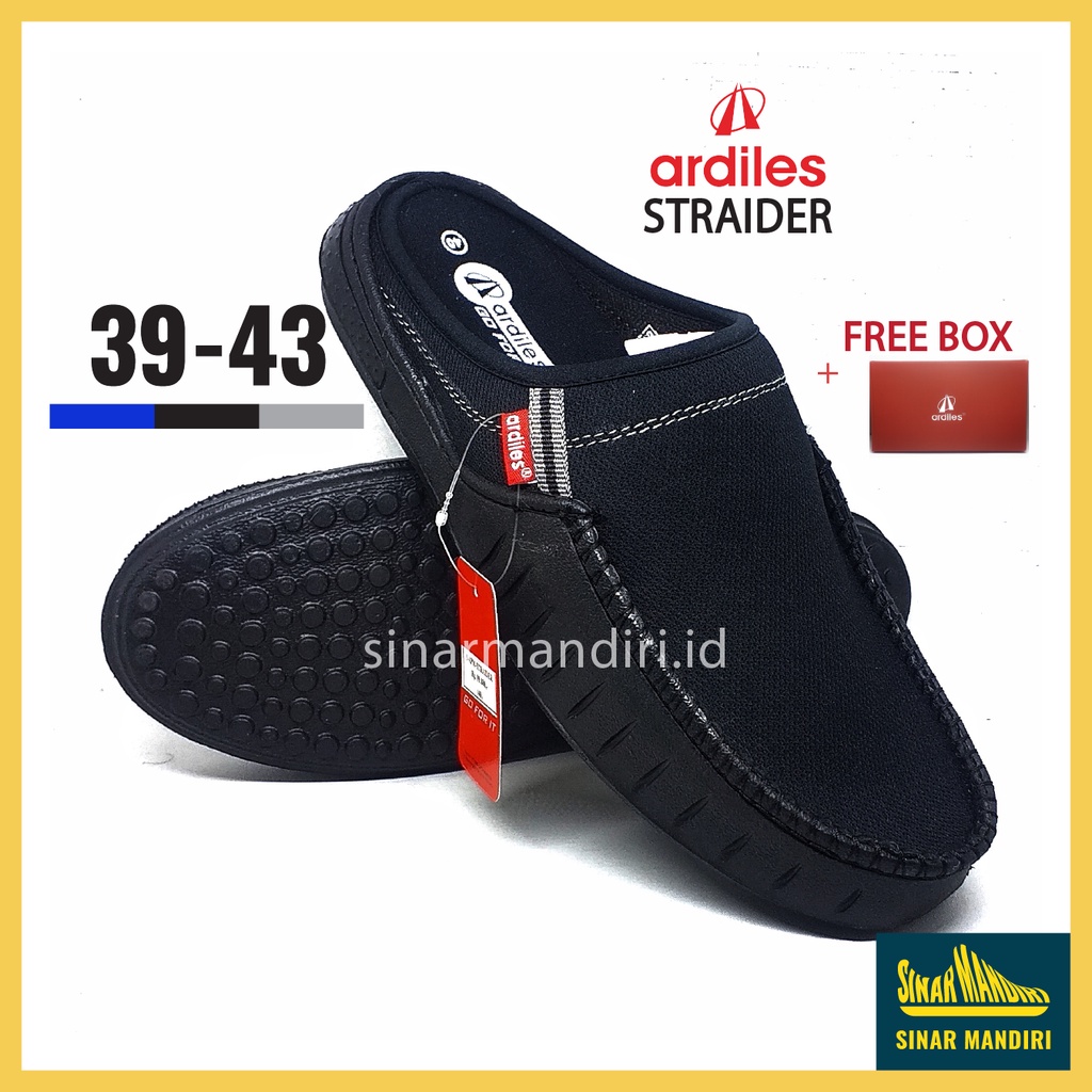 Sepatu Slip On Kain Ardiles Straider Slop Pria Dewasa Phylon Casual Ringan Awet Hitam