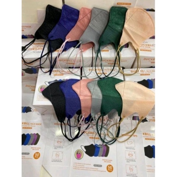 Masker Duckbill Warna Nude & Berbagai Warna Lain 3ply Ecer 1pcs Pilih Motif