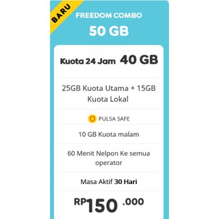 PAKET FREEDOM COMBO INDOSAT 50 GB BUNDLING KARTU PERDANA