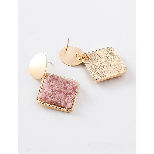 LRC Anting Tusuk Fashion Geometric Wafer Plush Square Earrings D28191