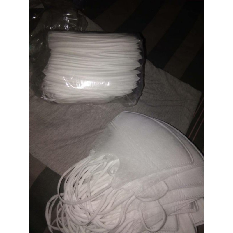 Masker duckbill putih polos dewasa dengan tali karet berkualitas 1 Karton