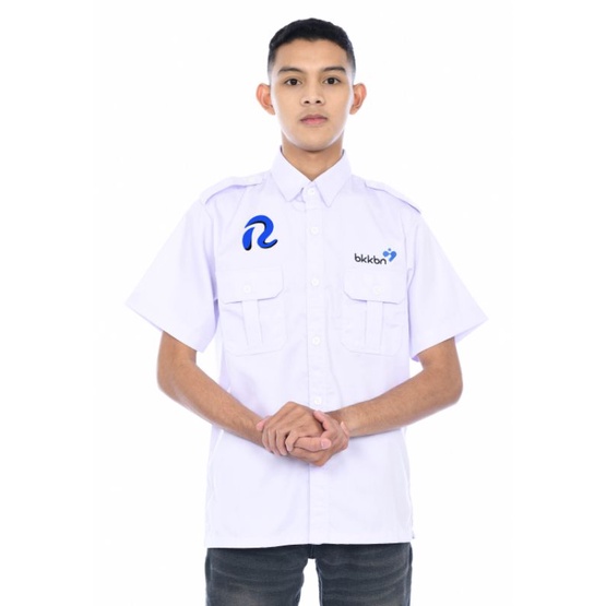 KEPENDUDUKAN 2 BARIS-baju seragam BKKBN tangan panjang kemeja putih tangan panjang karyawan kantor