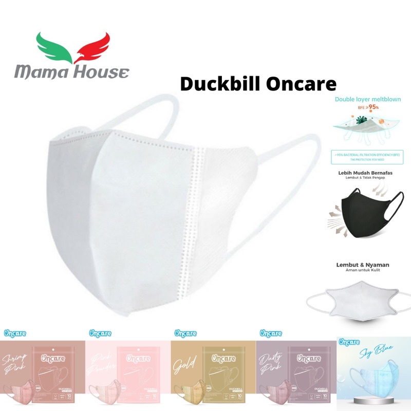 [MH] Masker Duckbill Oncare 10Pcs 3Ply Embos Warna Warni Terbaru 1 Pack Isi 10 Pcs