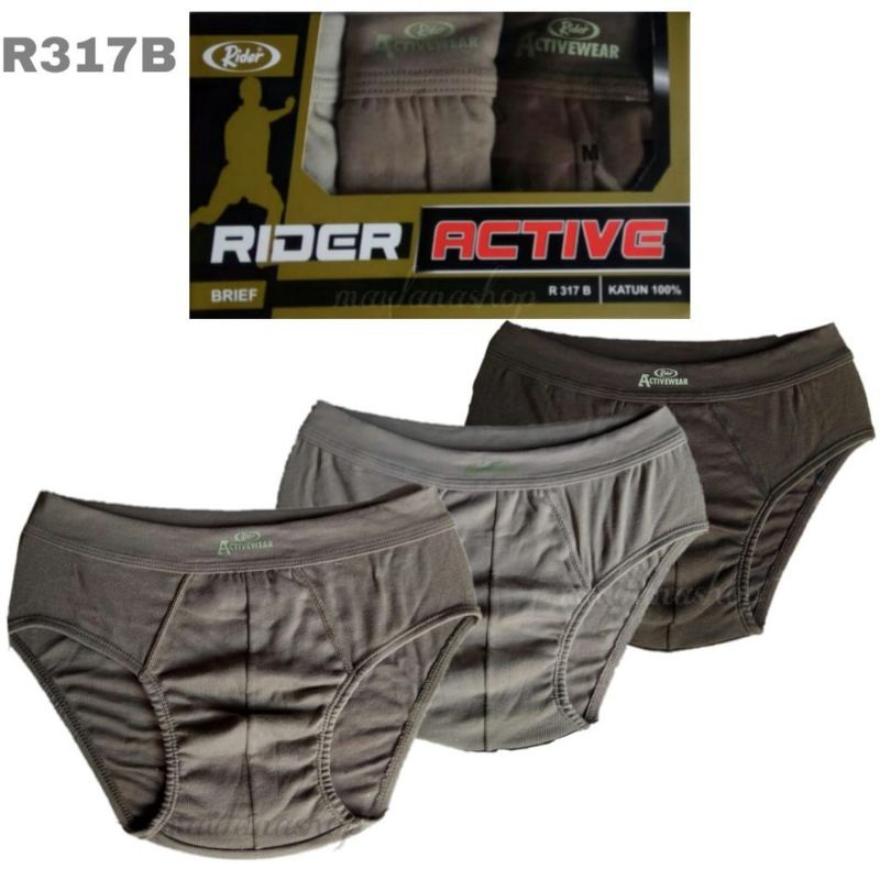 RIDER Cd Pria Brief Spandex Active Wear R317B Sekotak Isi 3Pcs