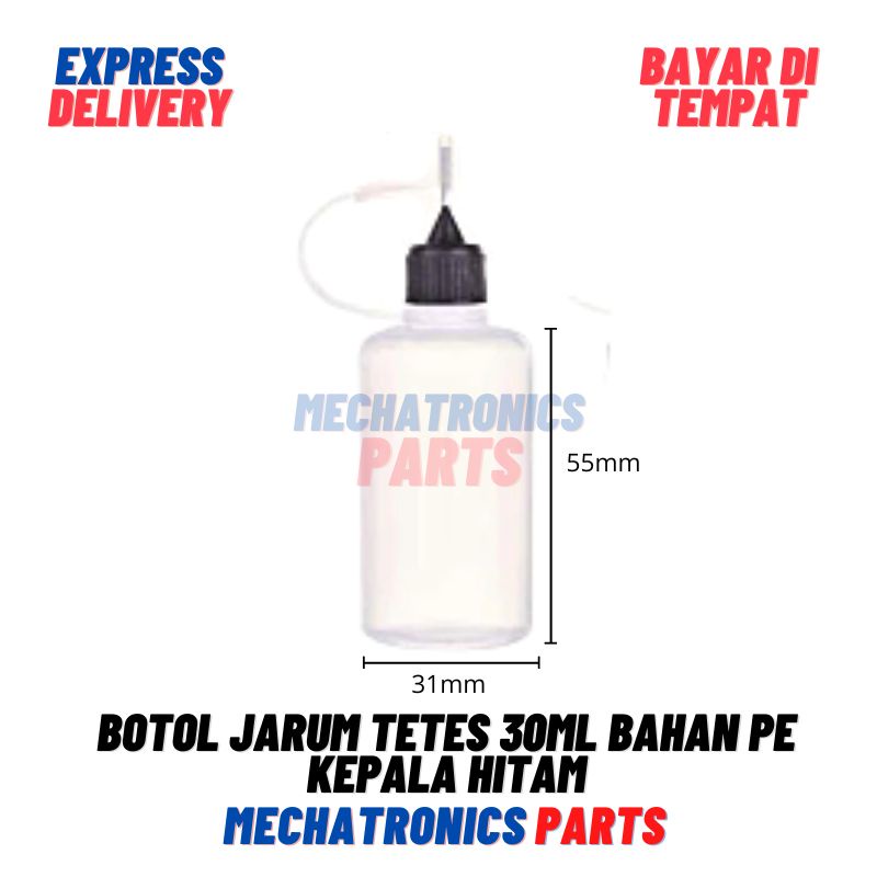 BOTOL JARUM TETES 30ML BAHAN PE KEPALA HITAM