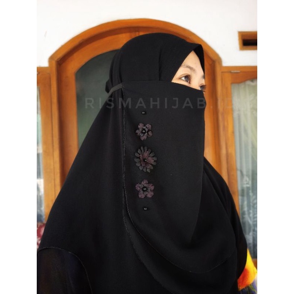 niqob Cadar hitam jilbab khimar jumbo