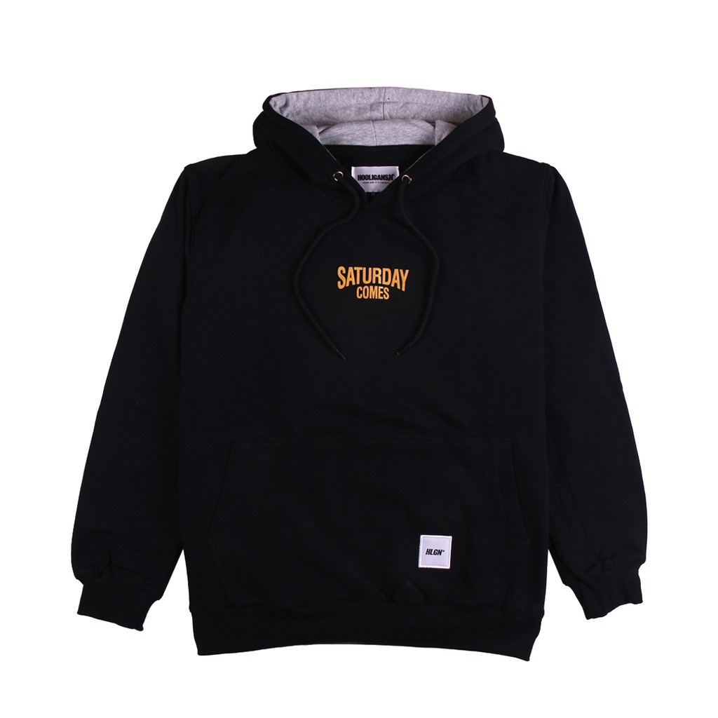 Sweater hoodie saturday comes font yellow / jaket hoodie unisex / sweater hoodie distro / jaket unisex